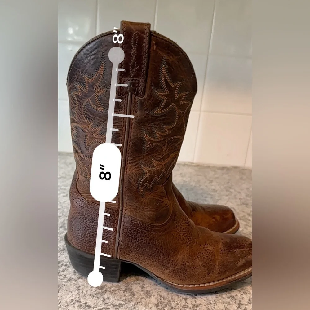 Ariat |Kids (Boy/Unisex) Western Brown Leather Cowboy Boots Square Toe Size 10.5